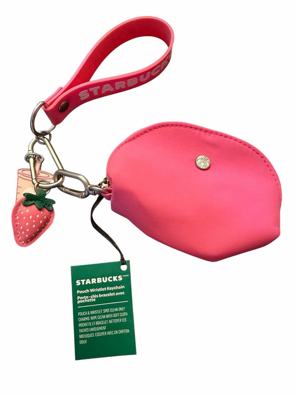 Starbucks Pouch Wristlet Keychain Strawberry Pink NWT